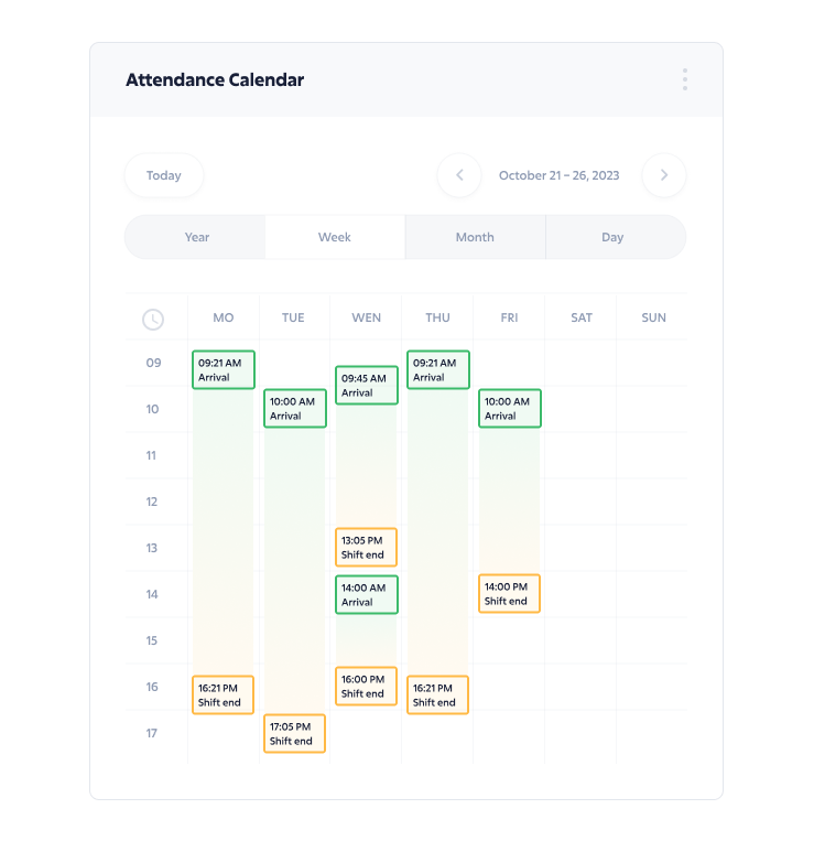 Attendance calendar